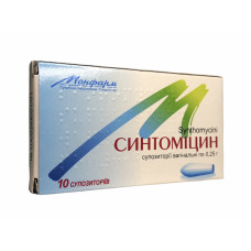 Синтоміцин суп. вагін. 0,25 г стріп №10